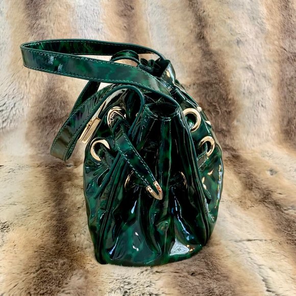 Jimmy Choo Green Black Leopard Print Patent Leather Roquette Bag - Picture 4 of 7